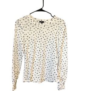 Rails White Blue Floral Top Women XS Puff Sleeve Emilia